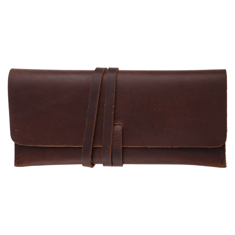 Pen Pouch Roll - 레트로 빈티지 수제 소 가죽 펜
