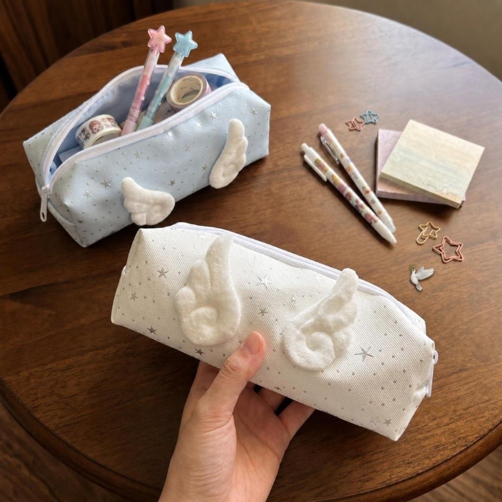 Pen Pouch Roll - 인스타일 스타 프린트 날개 장식 대용량
